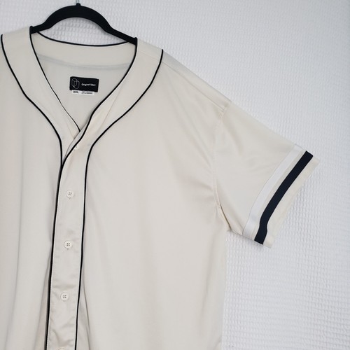 Maglia baseball uso originale uomo XXL panna manica corta bianca casual atletica - Foto 13 di 20