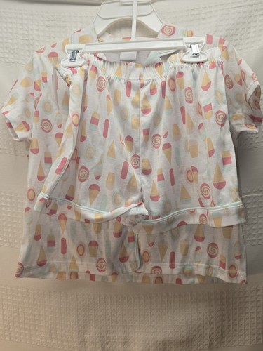 Jellyfish Kids Girls Pink Pajama Set Size 7/8 Short Sleeve Shorts Set Ice Cream 