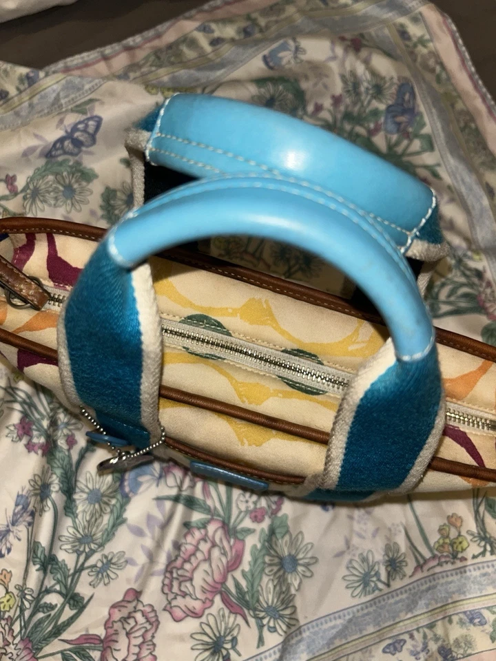 VINTAGE COACH Hampton Multicolor Signature Mini Tote Bag with Ladybug charm. - Image 2 of 4