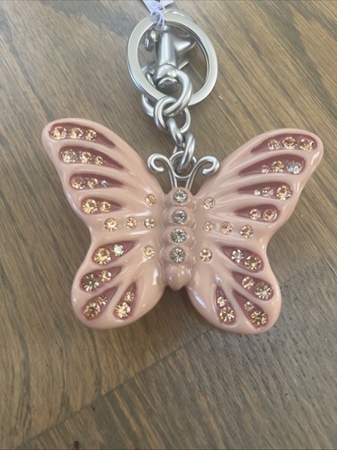 Coach Schmetterling Taschenanhänger Schlüsselanhänger Metall Harz & Kristalle Silber Hardware Neu mit Etikett - Bild 5 von 9