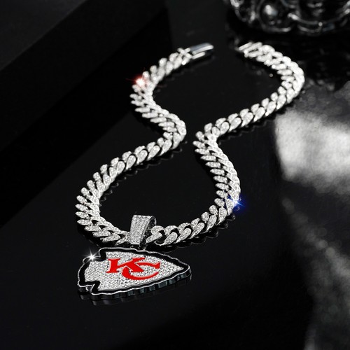 COLLAR GEMA HOUSTON TEXANS Plata/Dorado Bling Fútbol Colgante/Cadena Cubana 20" - Imagen 14 de 123