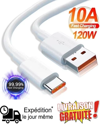 Câble Charge USB Type C 2M Chargeur Téléphone Portable pour Samsung Xiaomi Huaw - Photo 1/3