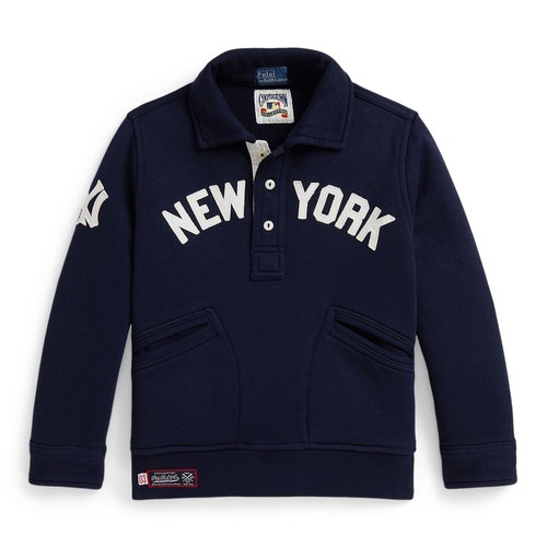 Kleinkind Polo Ralph Lauren Navy Yankees Vintage Fleece Kragen Sweatshirt