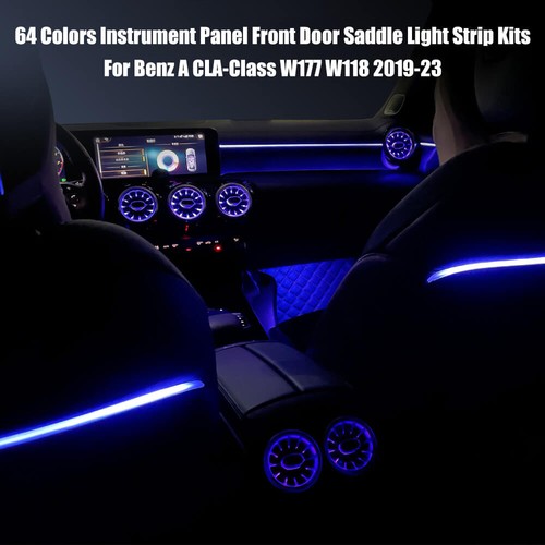 64 Colors LED Ambient Light Front Rear Air Vent For Benz A Class W177 CLA W118 - Picture 7 of 20