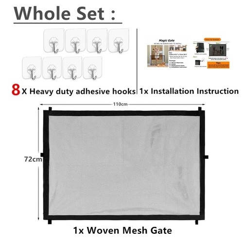 Baby Gate for Stairs No Drill - 43.3" W x 28.3" H Portable Retractable Mesh D... - Picture 3 of 6