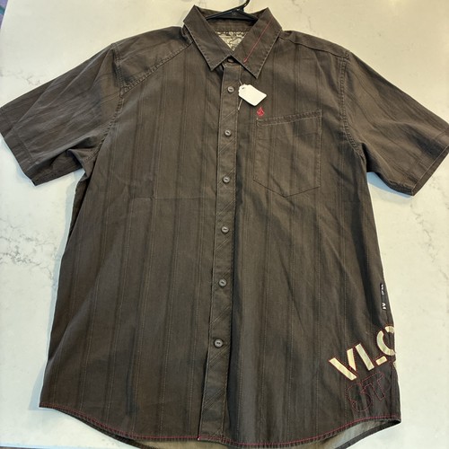 Men’s Volcom Short Sleeve Button-Down Shirt, Brown, Medium - Picture 4 of 7