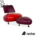Leolux Pallone Leather Armchair Set Stool Purple Violet Red Space Age