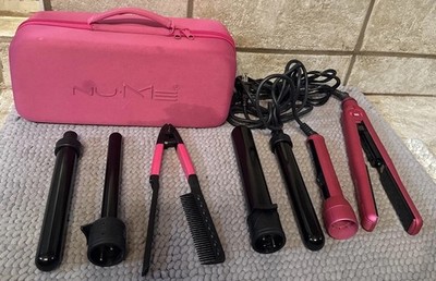 NuMe Power Couple Tourmaline Ceramic Heat Proetction 6 Pc Hair Iron Set Pink