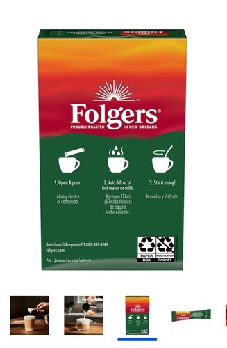 Paquetes clásicos de cristales de café instantáneo descafeinado Folgers, 6 unidades - Imagen 5 de 6
