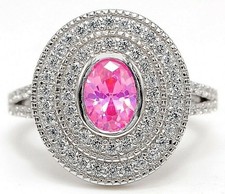 3CT Treated Pink Sapphire  925 Sterling Silver Ring Sz 6 IB1-9