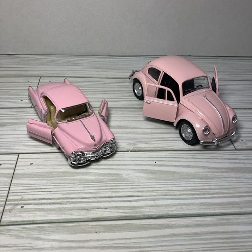 1967 VW Beetle 1:28 & 1953 Cadillac Series 62 1:43 Diecast Cars Pink Classic Lot - Bild 5 von 9