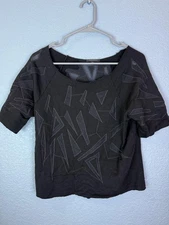 Koral Activewear Shirt Womens XS Mesh Cutout Geometric Pattern Short Sleeve Top