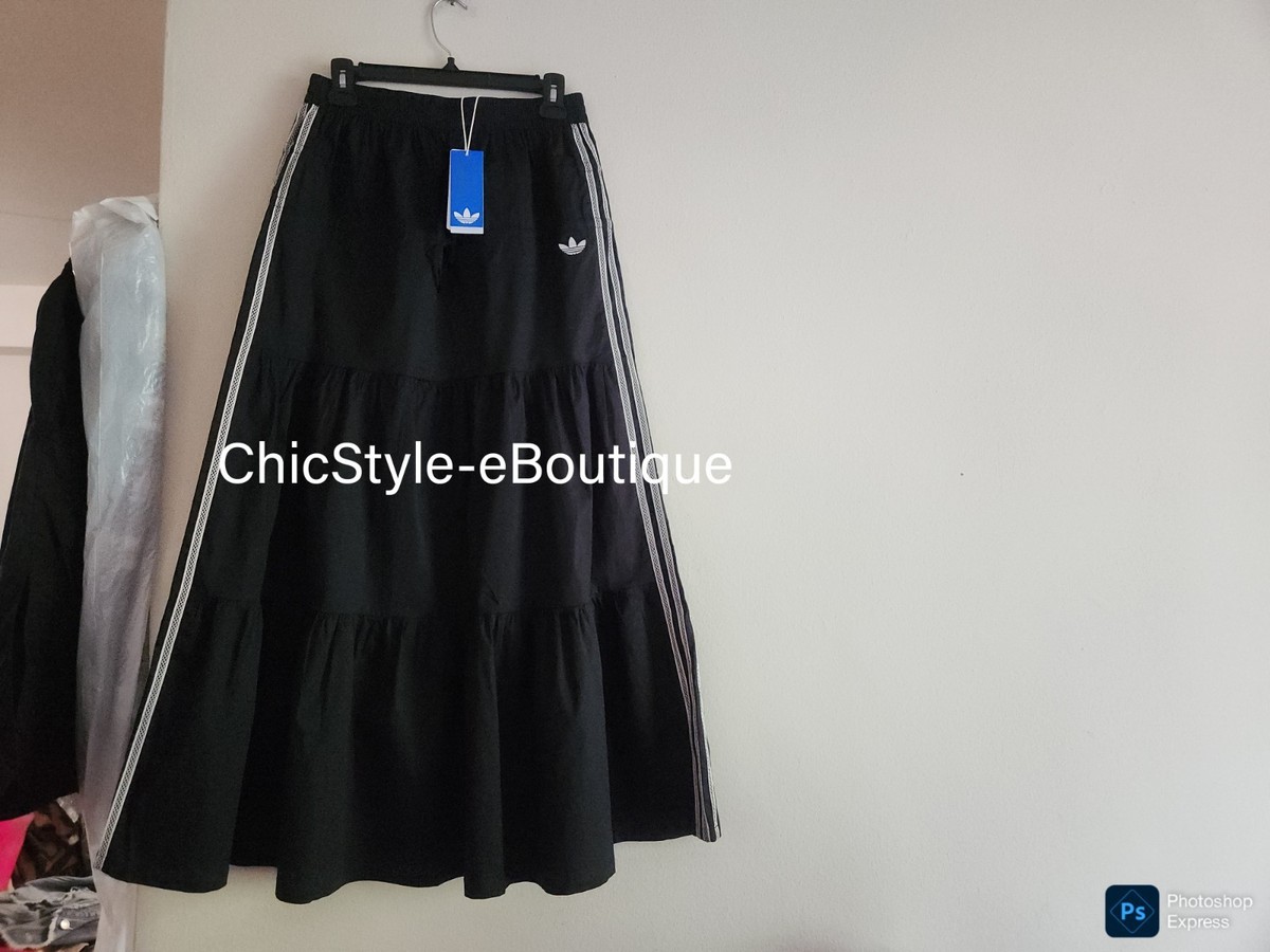 Adidas Originals Summer Glow Tiered Maxi Skirt Black Sz M
