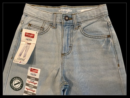 Wrangler Five Star Premium Loose Youth Boy Light Skater Jeans Size 8 Slim Adjust - Picture 2 of 7