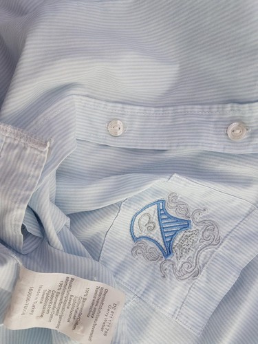 Gerry weber Size 38 Blue Buttoned Shirt Blouse Cotton 100% Long Sleeve Logo - Picture 5 of 5