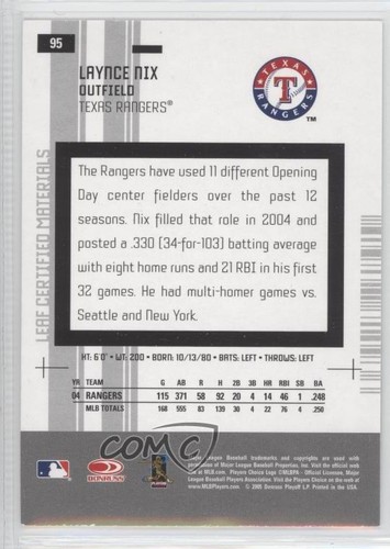 2005 Leaf Certified Materials Mirror White Laynce Nix #95 - Picture 2 of 3