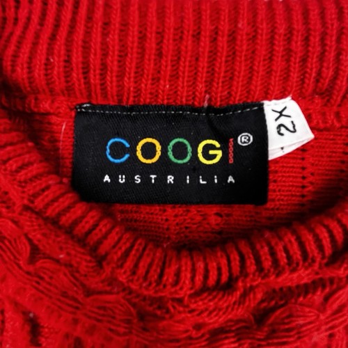 Coogi 3D Knit Sweater Men 2XL Red Crew Neck Australia Long Sleeve Chunky Cosby - Picture 4 of 9