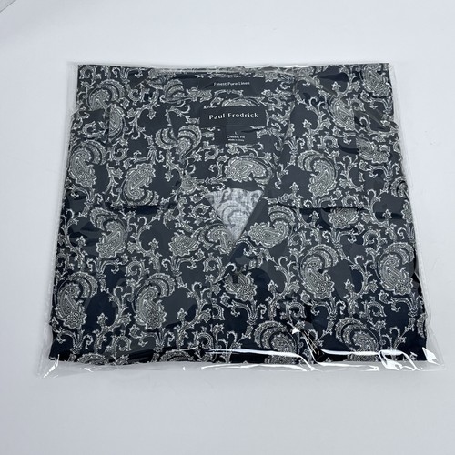 Paul Fredrick Men's 100% Linen Black Paisley Print Classic Fit Shirt Size L - Picture 10 of 10