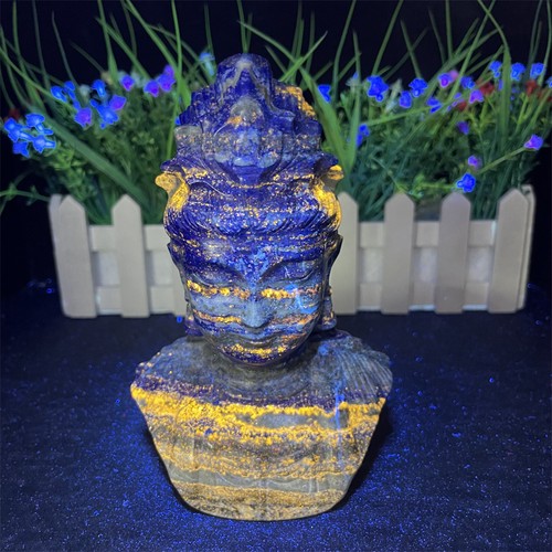 2.1LB 5.7" Natural Lapislázuli Bodhisattva Estatua Cuarzo Cristal Talla C5 - Imagen 11 de 16