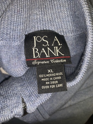 Jos. A. Bank Signature Collection Men's Merino Wool Sweater 1/4 Zip Blue XL - Picture 4 of 4
