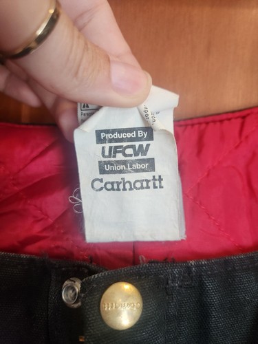 Carhartt R38 BLK 34 x 32 Insulated Bib Overalls Double Knee Zip to Waist Work - Bild 5 von 6