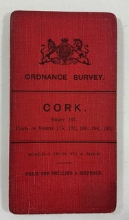 Vintage Ordnance Survey district map of Ireland coloured roads Cork 1904