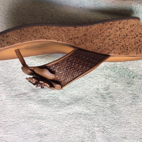 Clark's Mimmey Claire Flower Cork Wedge Sandals Thong Brown 8.5 - Picture 7 of 16