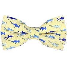 Colorful Fun Pattern Pre-Tied Bow Tie Mens Floral Space Blue Yellow Sharks