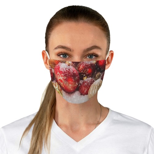 Adornos de Navidad Rojo Nieve Dorado Blanco Navidad Tela Mascarilla - Imagen 2 de 6