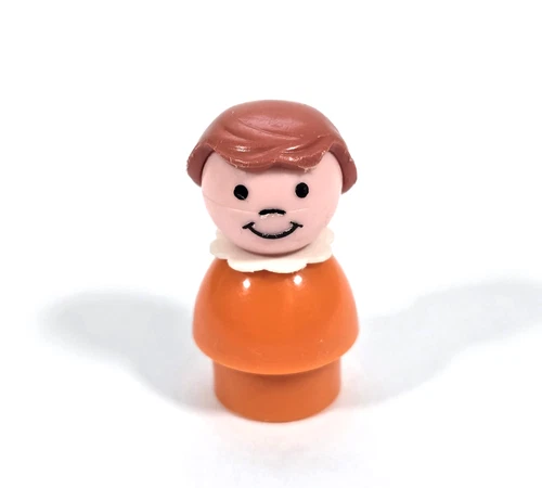 VINTAGE FISHER PRICE LITTLE PEOPLE GIRL ORANGE DRESS AUBURN HAIR 70s 80s