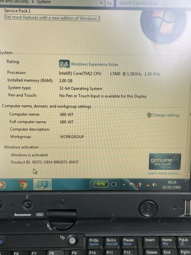 Lenovo Thinkpad X60 Laptop 1.50 GHz Dual Core 2GB RAM 128GB SSD Windows - Picture 6 of 12