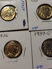 VINTAGE US  Coin Lot Of 4 Buffalo Nickels 1935,36,37d