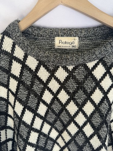 Maglione maglia vintage anni 90 Protege Tag uomo grande Geo Diamond Cosby USA stile Coogi - Foto 2 di 9