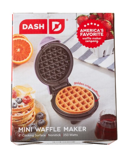 New Dash Mini Waffle Maker • 4” Non-Stick Plate • Lilac - Picture 2 of 4
