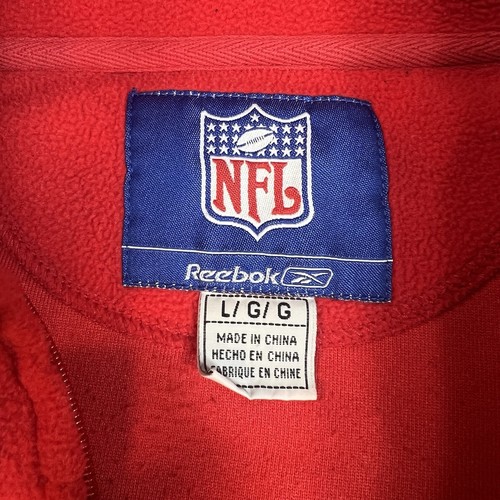 Reebok NFL New England Patriots L 1/4 Zip 2000s Red and Blue Fleece Pullover - Picture 3 of 7