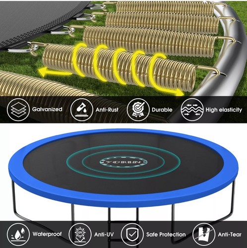 Trampoline for 2-3 Kids 8FT 10FT Trampoline for Adults with Enclosure Net 800LBS - Picture 3 of 10