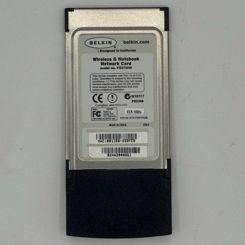 BELKIN Wireless G Notebook Network Card Model F5D7010 Version 3001 802.11g 54G - Picture 2 of 9