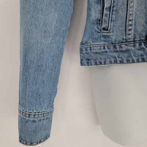 Vintage J.Crew Denim Trucker Jacke Damen M Distressed Grunge Baumwolle Y2K 90  - Bild 5 von 9