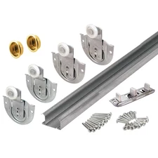 Closet Door Track Kit Bypass Sliding Hardware 48 in Steel Double Rail 2 Panel