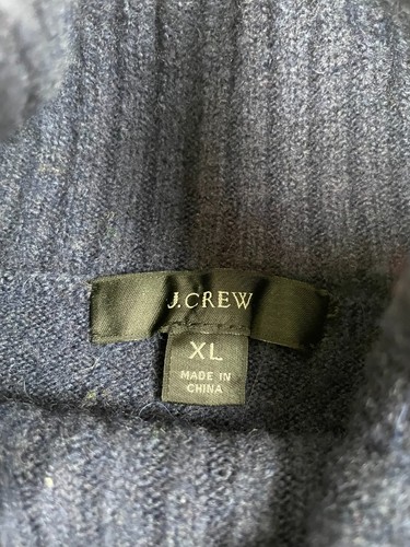 J Crew Sweater Womens XL Navy Blue Alpaca Wool Turtleneck Striped Academia Color - Picture 3 of 7