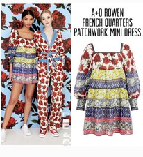 Alice + Olivia Rowen Floral Tiered Square Neck Mini Cocktail Dress Size Medium