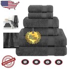 600 GSM Turkish Cotton Towel Set - 6 Pc Dark Grey, Quick Dry, Hotel Spa