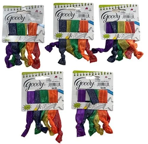 FIVE 6-packs (30 Total) Goody Sparkle Shiny Ouchless Multi-Function Hair Ties 9z