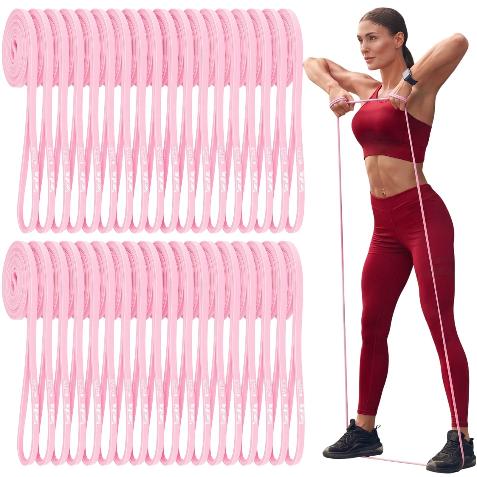 36 Pcs Resistance Bands Set, 5-15lbs Elastic Workout Bands for Home Gym, Stre...