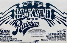 HAWKWIND vintage 1972 PRINT ADVERT CONCERT RAINBOW LONDON