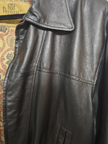Giacca pelle marrone vintage anni 80 Peruzzi Italy Dk donna M bomber spalla pipistrello - Foto 6 di 14