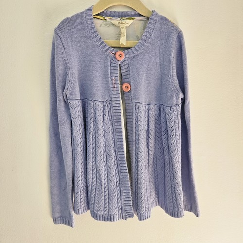Periwinkle Matilda Jane Sz 8 Sweater Cardigan Button Cable Knit Rose Floral - Picture 9 of 9