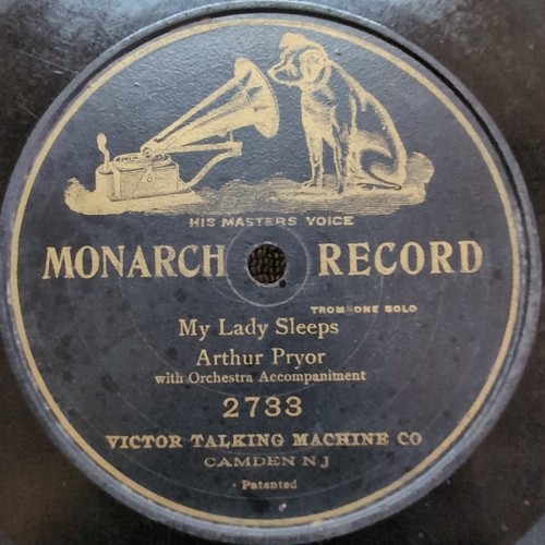78 RPM ONE SIDED My Lady Sleeps Arthur Pryor Monarch Record 2733 Trombone Solo - Picture 1 of 6
