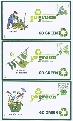 GO GREEN set of 16 First Day Covers Color Cancels - Picture 3 of 6