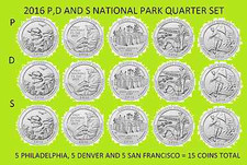 2016 P, D & S America the Beautiful Quarter 15 Coin Set